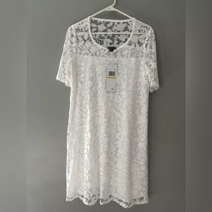 White Lace Overlay Dress